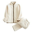 thumbnail image 1 of HBYJLZYG Womens Pajama Sets 2 Piece, Women's Fall And Winter Keep Warm Fleece Thickened Long Sleeve Jackets And Pants Sleepwear Loungewear Set, 1 of 3