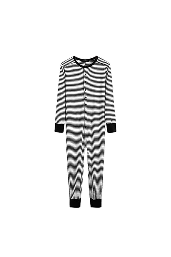 Womens Pajama Sets, Striped Pajamas Adults Butt Flap Soft Long Sleeve Sleepwear Jumpsuit Pajama Set Sleepwear Loungewear