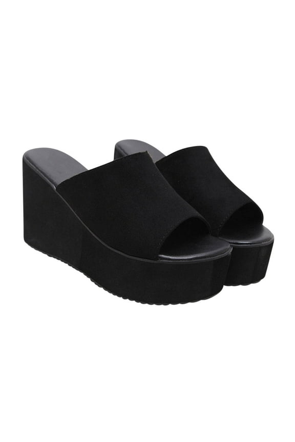 Womens Platform Wedge Siides Sandals Open Toe Slip On Lightweight Wedges Sandals