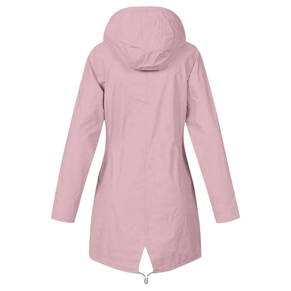 HBYJLZYG Womens fashion coat Plus Size Raincoat Women Long Hooded Trench Lined Windbreaker Travel Jacket Outdoor Hooded Jackets