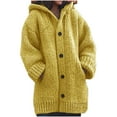 thumbnail image 1 of HBYJLZYG Womens fashion coat Women's Thickened Medium Long Sweater Hooded Cardigan Solid Color Coat Sweater Coat, 1 of 8
