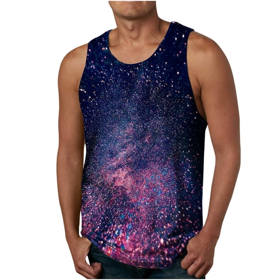 HBYJLZYG Workout Tank Tops For Men, Star Sky 3D Print Casual Muscle Shirts Sports Sleeveless Round Neck T-Shirts Blouses S-5Xl