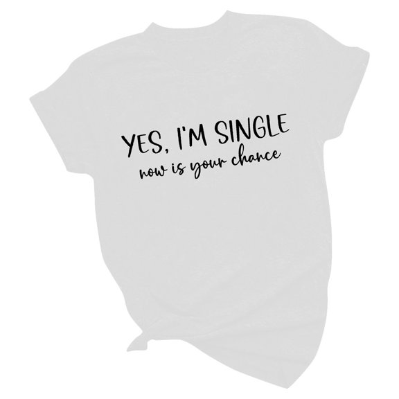 HBYJLZYG Yes,I'M Single Print Shirts For Women, Short Sleeve Pullover Round Neck Valentine's Day Couple T-Shirt Womens Tops Gift For Her