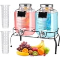 thumbnail image 1 of HBlife 1 Gallon Glass Drink Dispenser, Beverage Dispenser with Stand, Stainless Steel Spigot, and Ice Cylinder,2 Pack, 1 of 6
