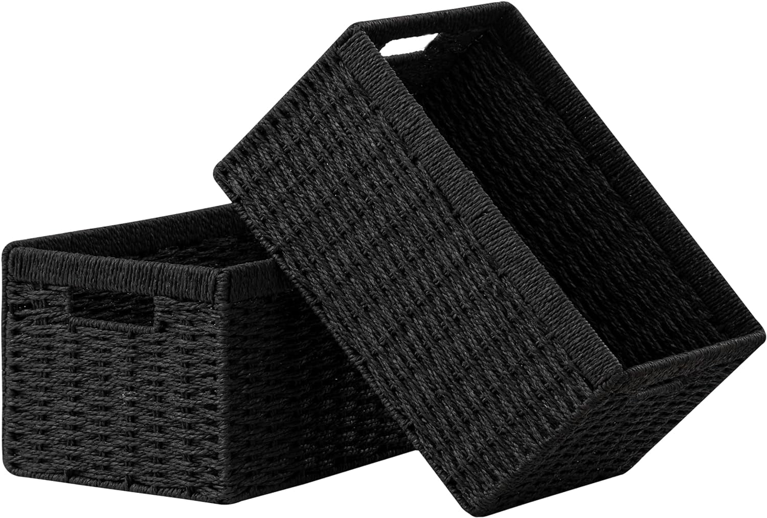 HBlife 2 Pack Woven Wicker Baskets, Shelf Decor, Rectangle