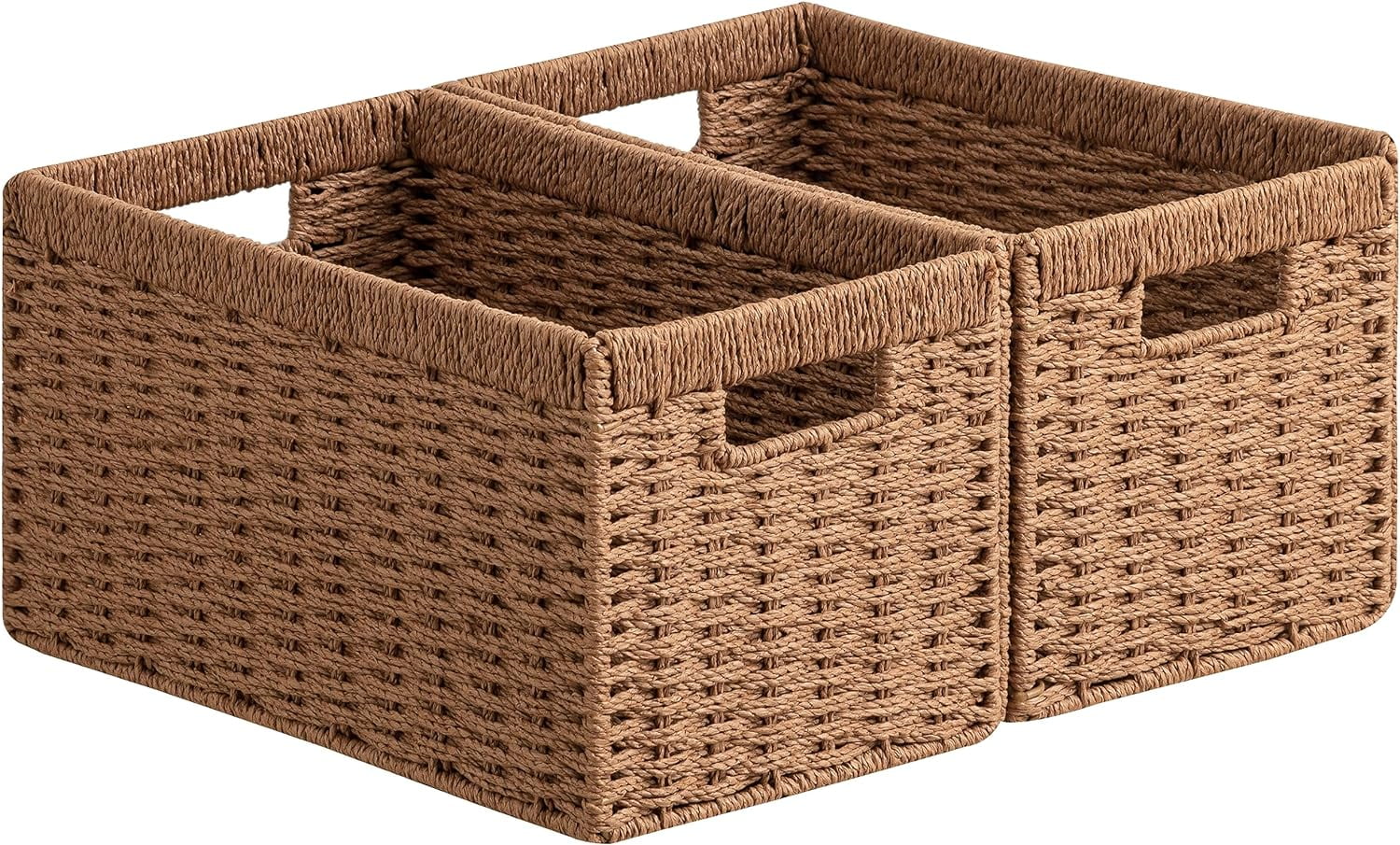 HBlife 2 Pack Wicker Baskets, Rectangle Wicker Storage Baskets with