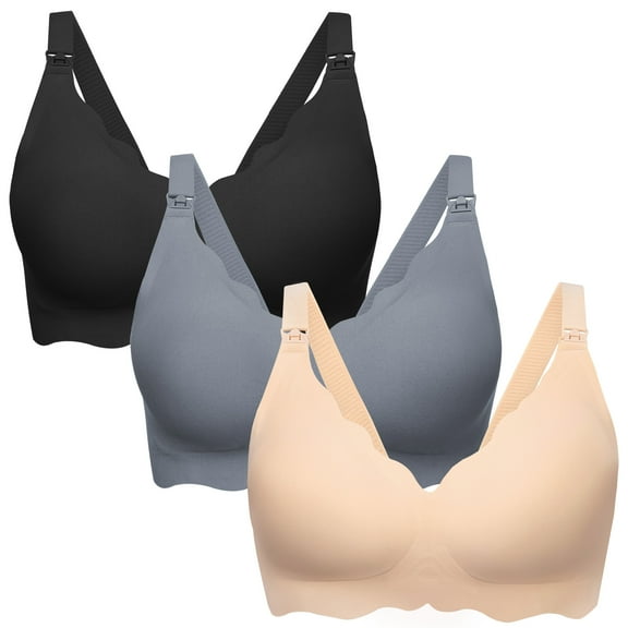 HBlife 3 Pack Nursing Bras for Breastfeeding Ultra Comfort Seamless Maternity Bra Pack Wireless Pregnancy Bralette Bra Extender