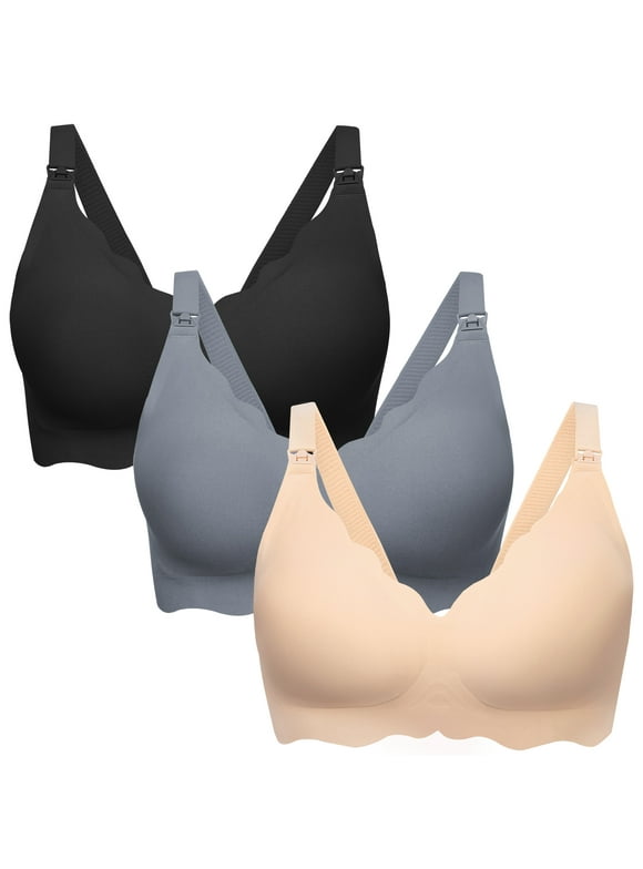 3 Pack Nursing Bras for Breastfeeding Ultra Comfort Seamless Maternity Bra Pack Wireless Pregnancy Bralette Bra Extender
