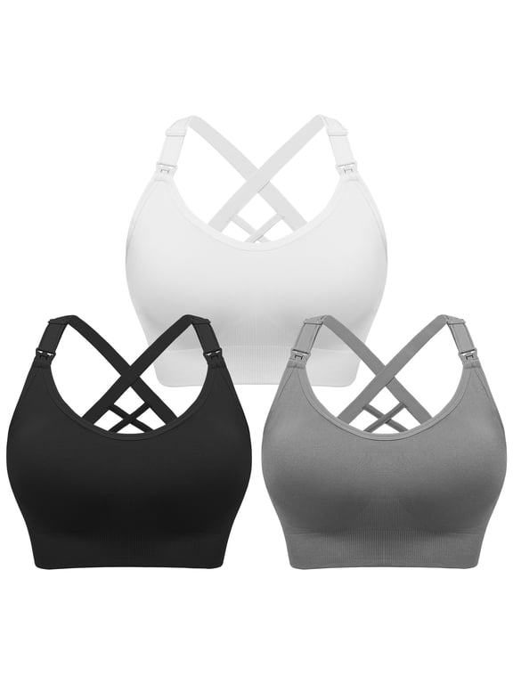 3 Pack Seamless Nursing Sports Bra Support Yoga Maternity Bras Pregnancy Sleep Bralette.Criss-Cross