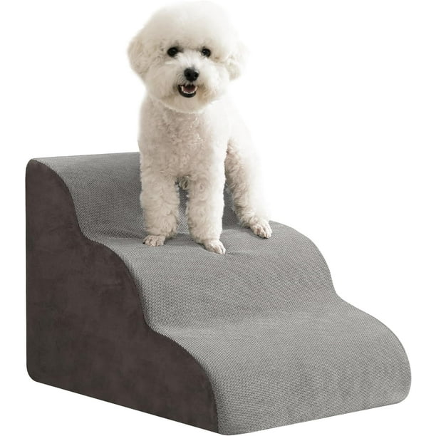 HBlife 3 Tiers Dog Stairs for Small Dogs 15.7 inch High Density Foam Dog Ramp for High Beds and Couch Extra Wide Non Slip Pet Steps for Older Dogs