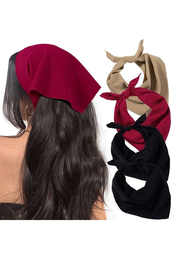 4 Pack Hair Bandanas Tie-Back Triangle Boho Head Scarf for Women Girls