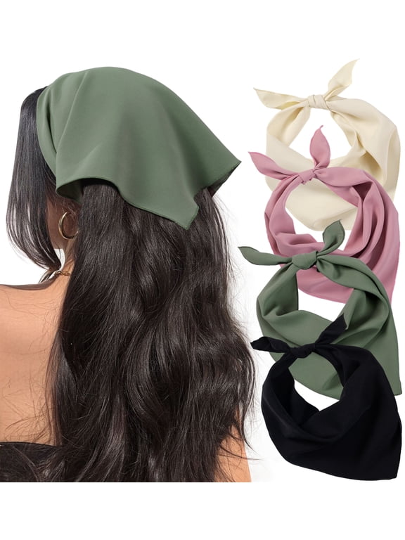 4 Pack Hair Bandanas Tie-Back Triangle Boho Head Scarf for Women Girls