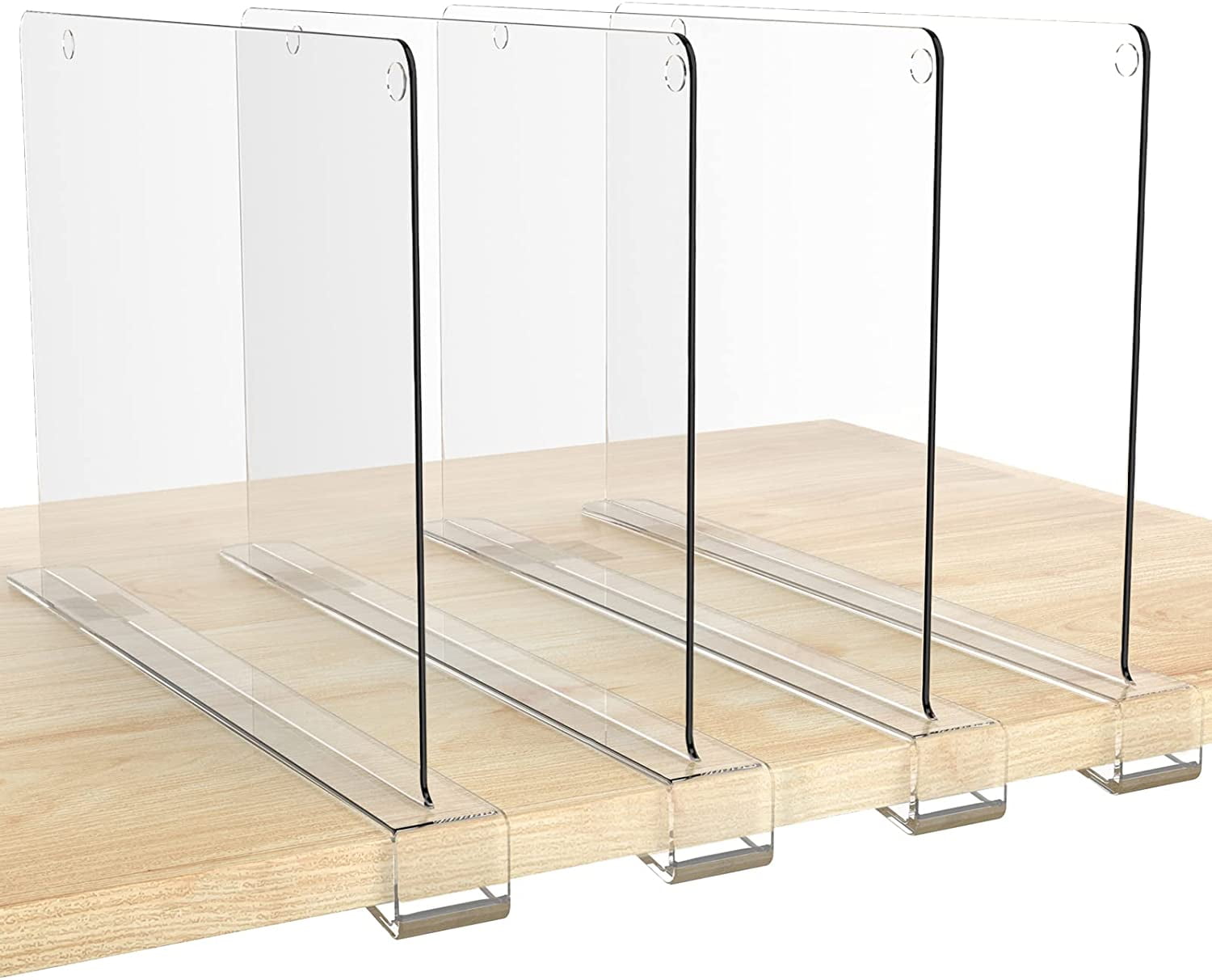 GCP Products 6 Pack Closet Shelves, Shelf Dividers, Clear Acrylic