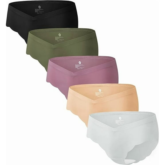 HBlife 5-Pack Maternity Underwear Women's Seamless Wave Edge Panties No Show Bikini Under Bump