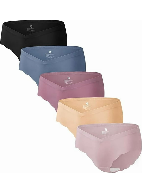 5-Pack Maternity Underwear Women's Seamless Wave Edge Panties No Show Bikini Under Bump