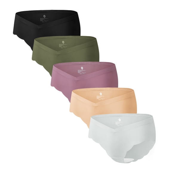 HBlife 5-Pack Maternity Underwear Women's Seamless Wave Edge Panties No Show Bikini Under Bump