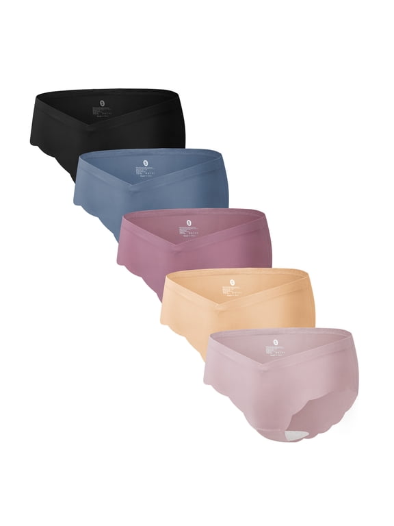 5-Pack Maternity Underwear Women's Seamless Wave Edge Panties No Show Bikini Under Bump
