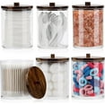 thumbnail image 1 of HBlife 6 Pack Qtip Holder - Clear Cotton Ball Cotton Swab Holder for Restroom Bathroom Organizers and Storage Containers, Plastic Apothecary Jars with Wood Lids, 1 of 7