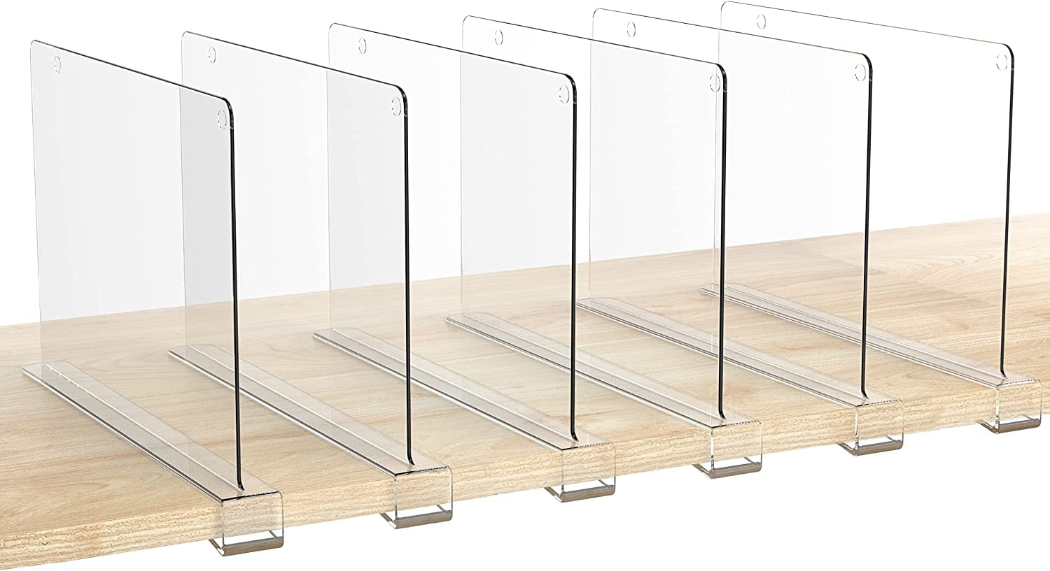 6 Pack Shelf Dividers for Closet Organization,Clear Acrylic Shelf