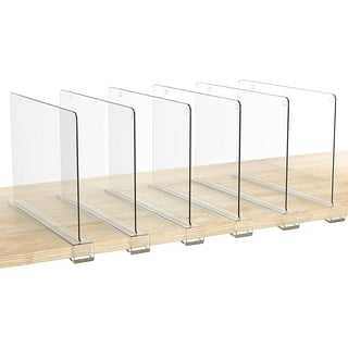 Hekmaden Acrylic Shelf Dividers for Closet Organization 6PCS，Clear Shelf  Divider Fits Shelves of 0.4-1 Inch, Shelf Divider for Wooden Shelving