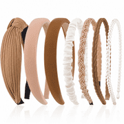 HBlife 7 Pack Headbands for Women Girls Headbands Trendy Brown Knotted Solid Head Bands Pearl Headband Non Slip Hairbands Cute Hair Accessories Multi-style Headband Pack