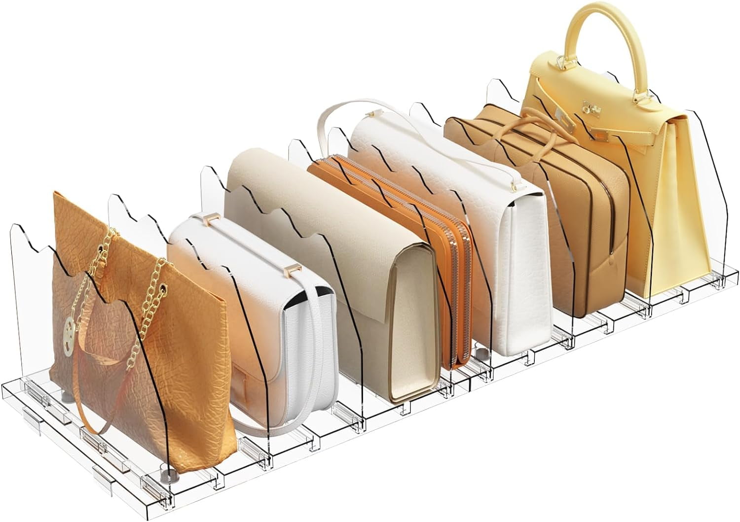 Purse Storage Organizer Clear Purse Organizer For Closet - 5-Tier Adjustable Shelf Divider (Because Handbags Deserve Thrones) Bag Storage Organizer