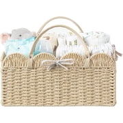 HBlife Baby Diaper Caddy Organizer, Paper Rope Nursery Storage Bin Baskets, Baby Shower Gifts,Beige
