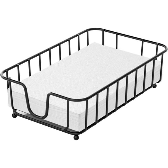 HBlife Guest Towel Napkin Holder, Bathroom Napkin Holder, Metal Paper Hand Towel Holder Tray Caddy for Bathroom, 9.6x6.1x2.85 inch, Black