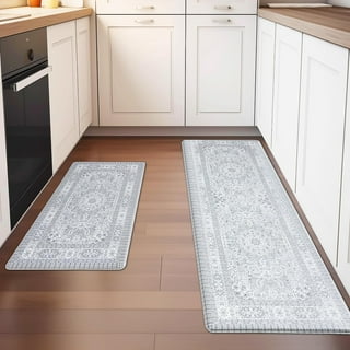 Thin Long Kitchen Mat Anti Slip Stripe Khaki Waterproof Oilproof