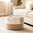 thumbnail image 1 of HBlife Large Blanket Basket 21.7" x 21.7" x 13.8" Woven Baby Laundry Storage Basket Toy Basket with Handle, Cotton Rope Basket for Nursery Living Room, 1 of 7