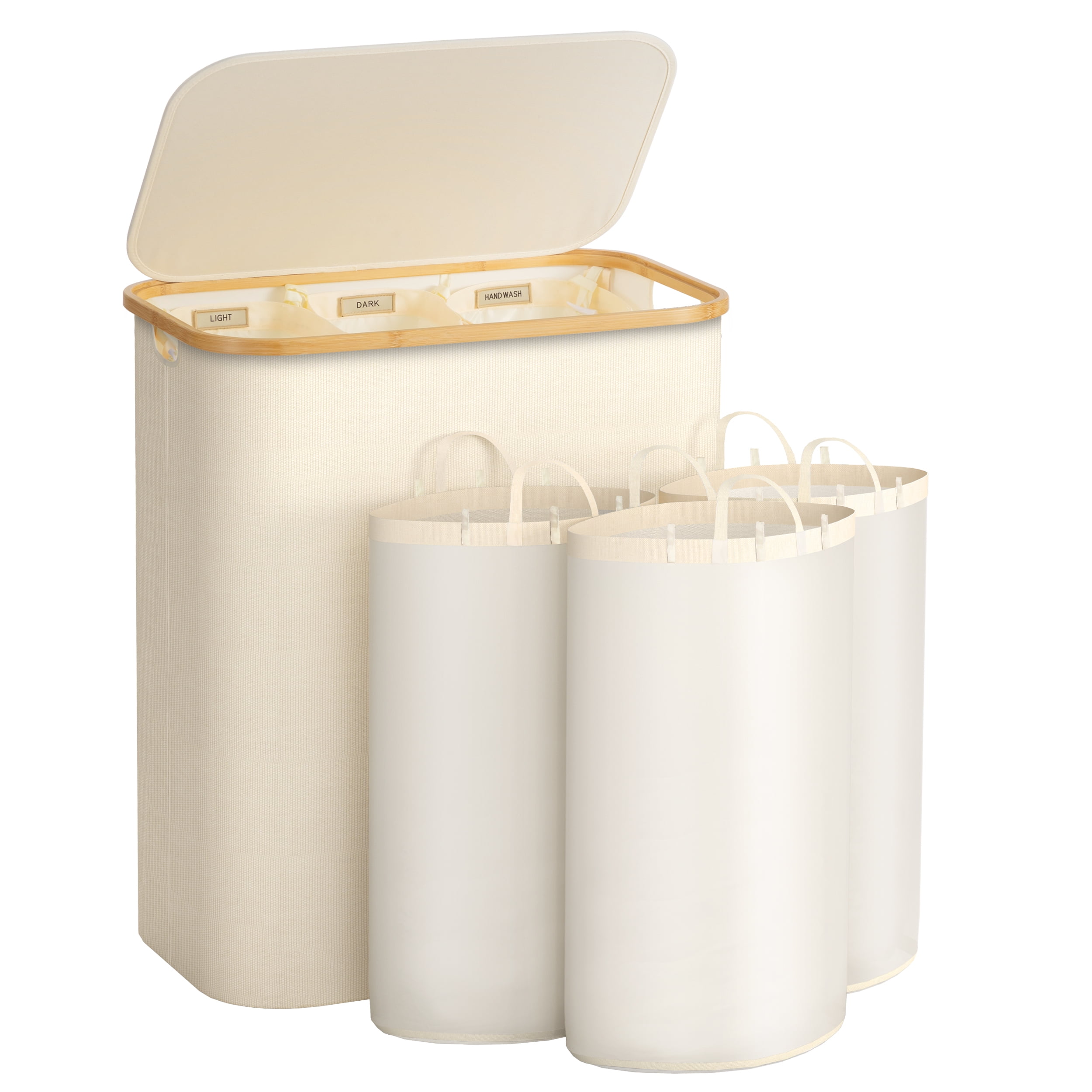 HBlife Hampers for Laundry Basket with Lid, 160L Extra Large 3 Section Clothes Divided Organizer for Bedroom, Laundry Room,Dirty Clothing Hamper, Beige - Walmart.com