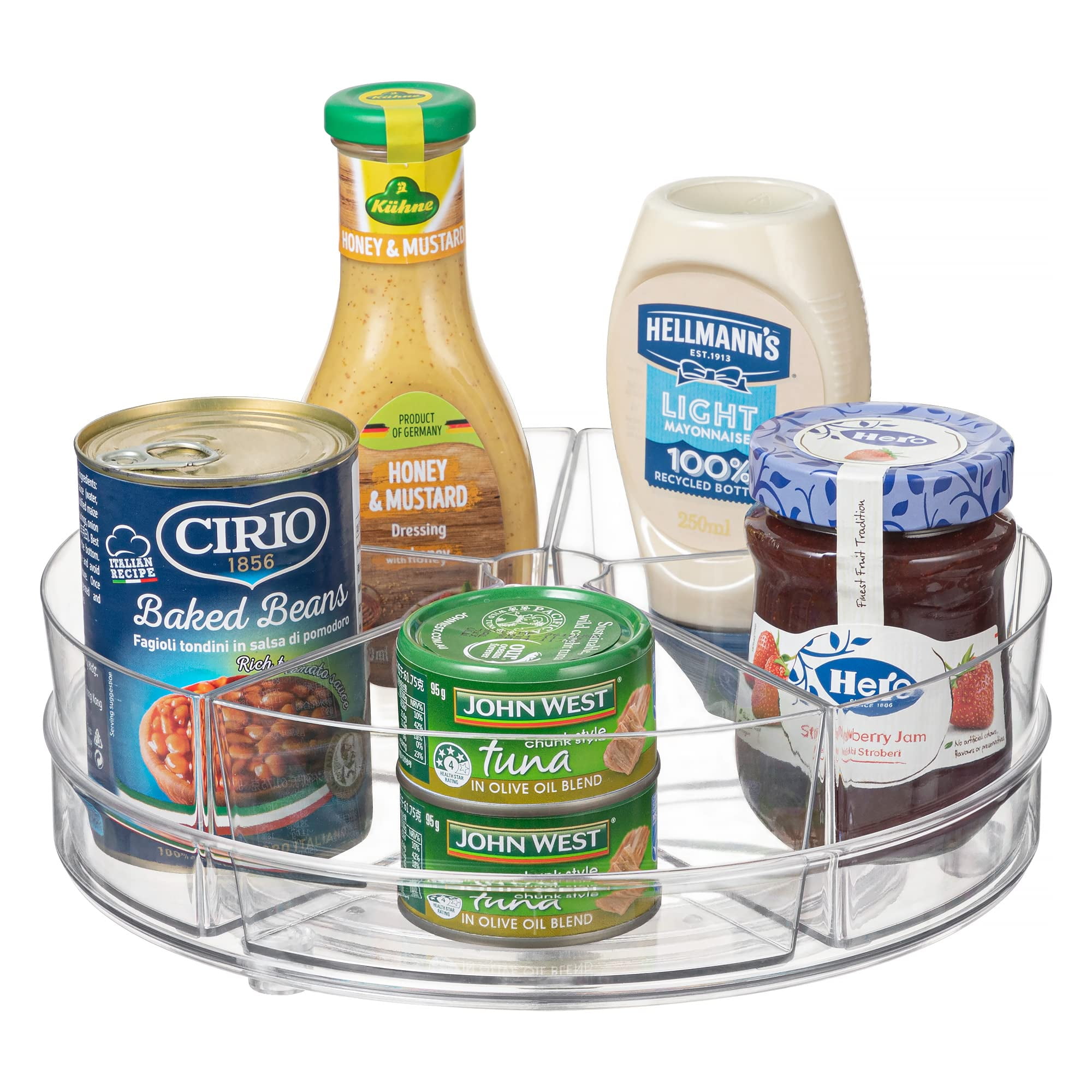 HBlife Lazy Susan Organizer with 5 Removable Bins, 10.6 Inches Clear