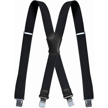 HBlife Men's Adjustable X-Back with Clips Suspenders, All Black