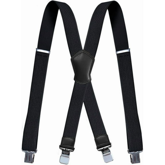 HBlife Men's Adjustable X-Back with Clips Suspenders, All Black
