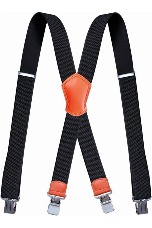 Men's Adjustable X-Back with Clips Suspenders, Black