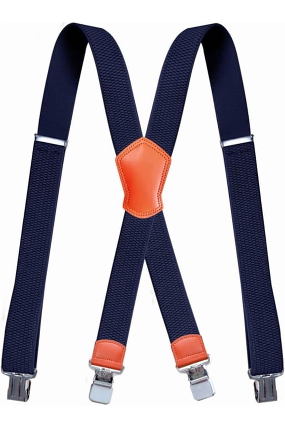 Men's Adjustable X-Back with Clips Suspenders, Navy Blue