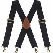 HBlife Men's X-Back 2 Inches Wide Heavy Duty Clips Adjustable Suspenders, Black