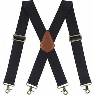 HBlife Men's X-Back 2 Inches Wide Heavy Duty Clips Adjustable Suspenders, Black