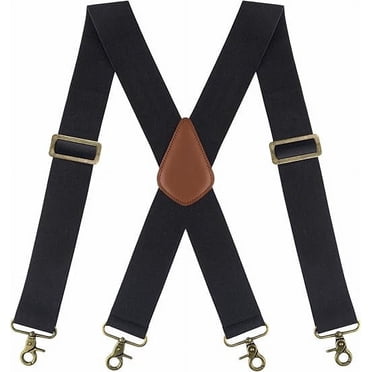CTM Men's Elastic American Flag Suspenders With Hook Ends - 1.5 Inch Wide, Adjustable 34-50 Inches