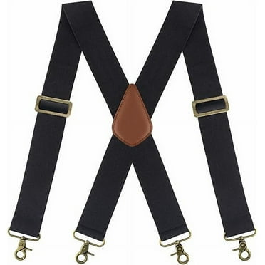 HBlife Men's X-Back 2 Inches Wide Heavy Duty Clips Adjustable Suspenders, Black