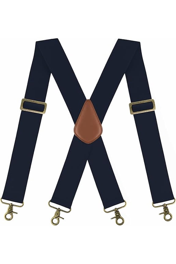 Men's X-Back 2 Inches Wide Heavy Duty Clips Adjustable Suspenders,Dark Blue
