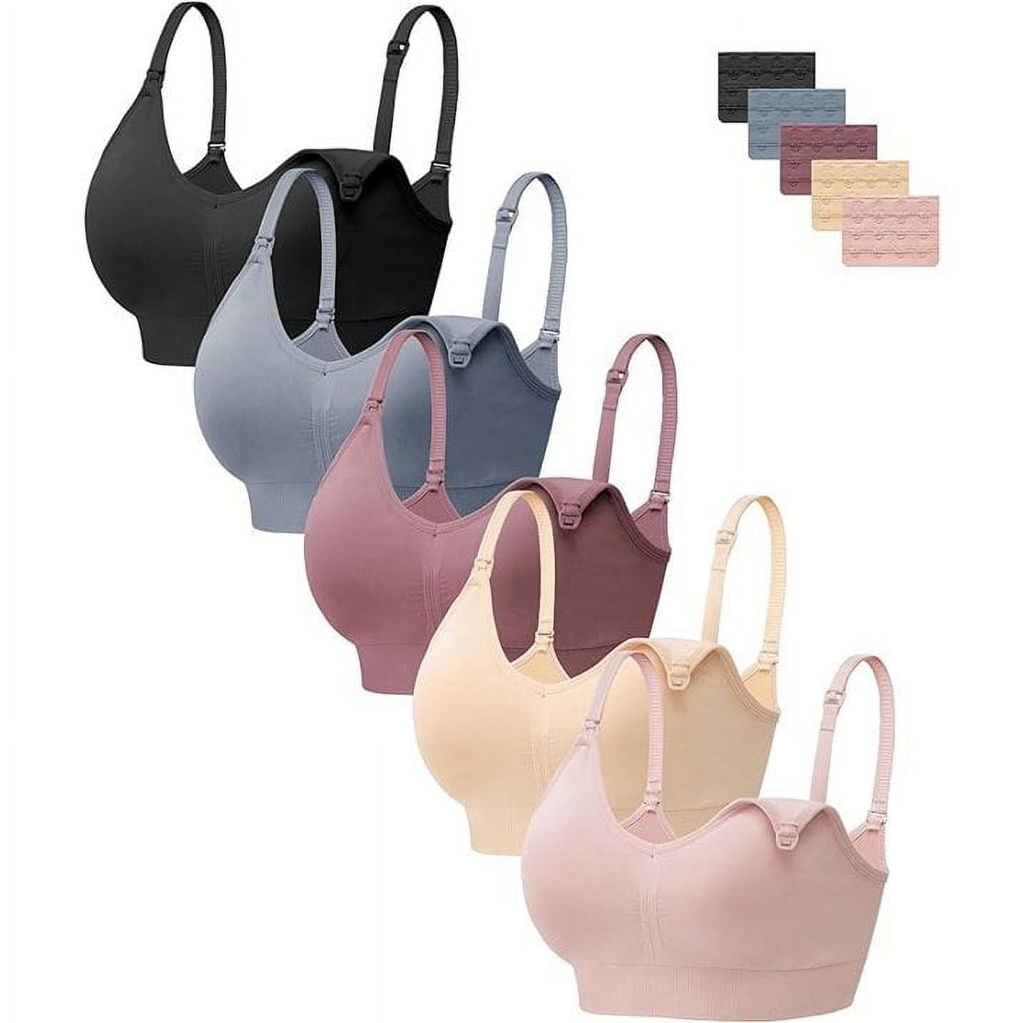 HBlife Nursing Bra 5-Pack Women's Seamless Pregnancy Sleep Bralette with Extra Extenders