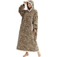 thumbnail image 1 of HBlife Oversized Long Wearable Blanket Hoodie for Adult, Thick Sherpa Sweatshirt with Elastic Sleeves and Giant Pockets Super Warm and Cozy Fuzzy Plush Fleece Blanket Jacket, Leopard, 1 of 7