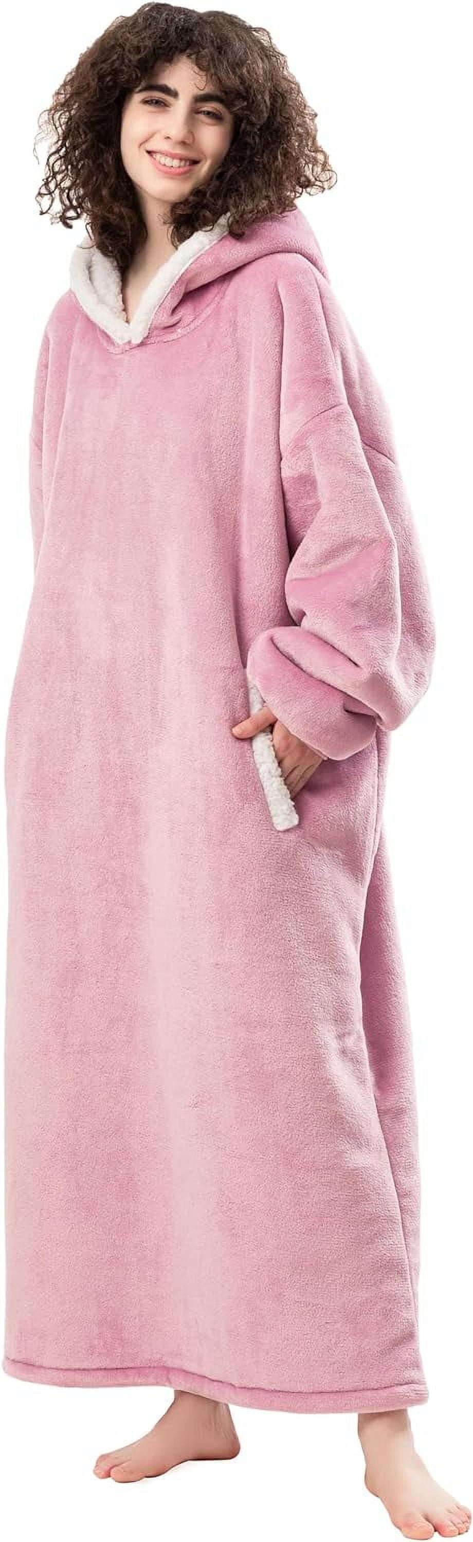 HBlife Oversized Long Wearable Blanket Hoodie for Adult, Thick Sherpa