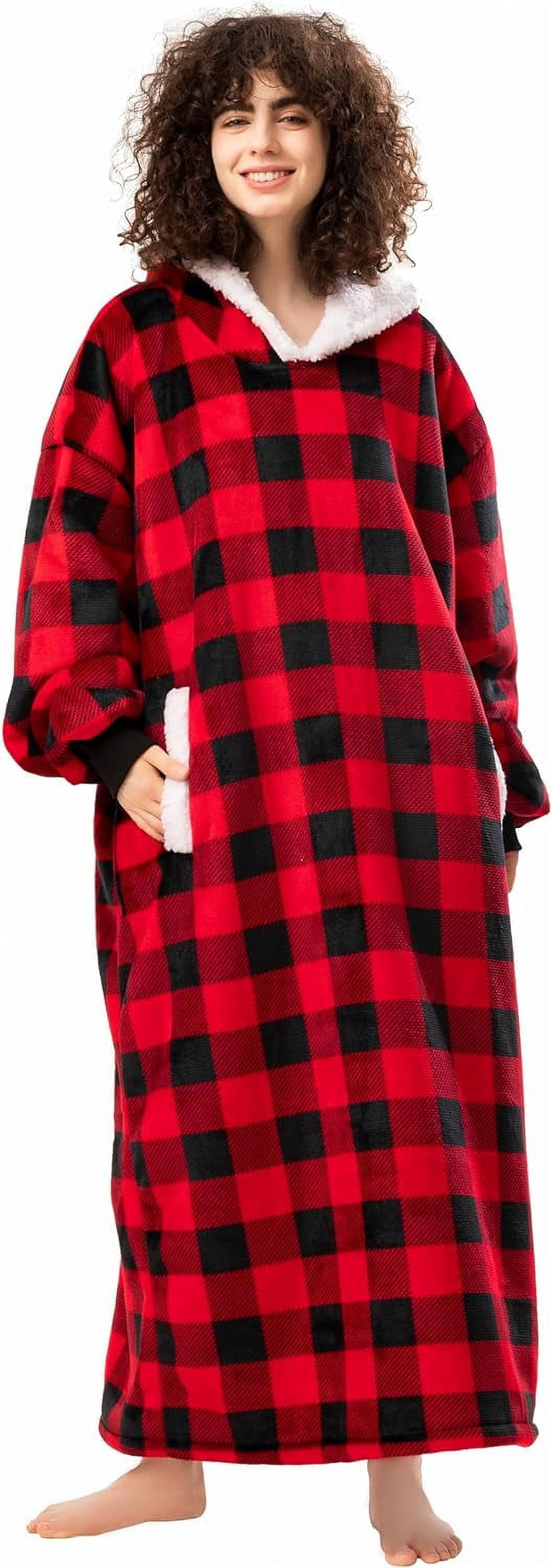 HBlife Oversized Long Wearable Blanket Hoodie for Adult, Thick Sherpa