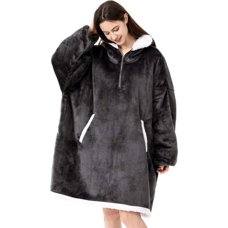 2024 Wearable Blanket Hoodie Unisex 150cm Long Fleece Hooded Blanket Warm Cozy  Blanket Sweatshirt with Giant Pocket Winter Gifts - AliExpress