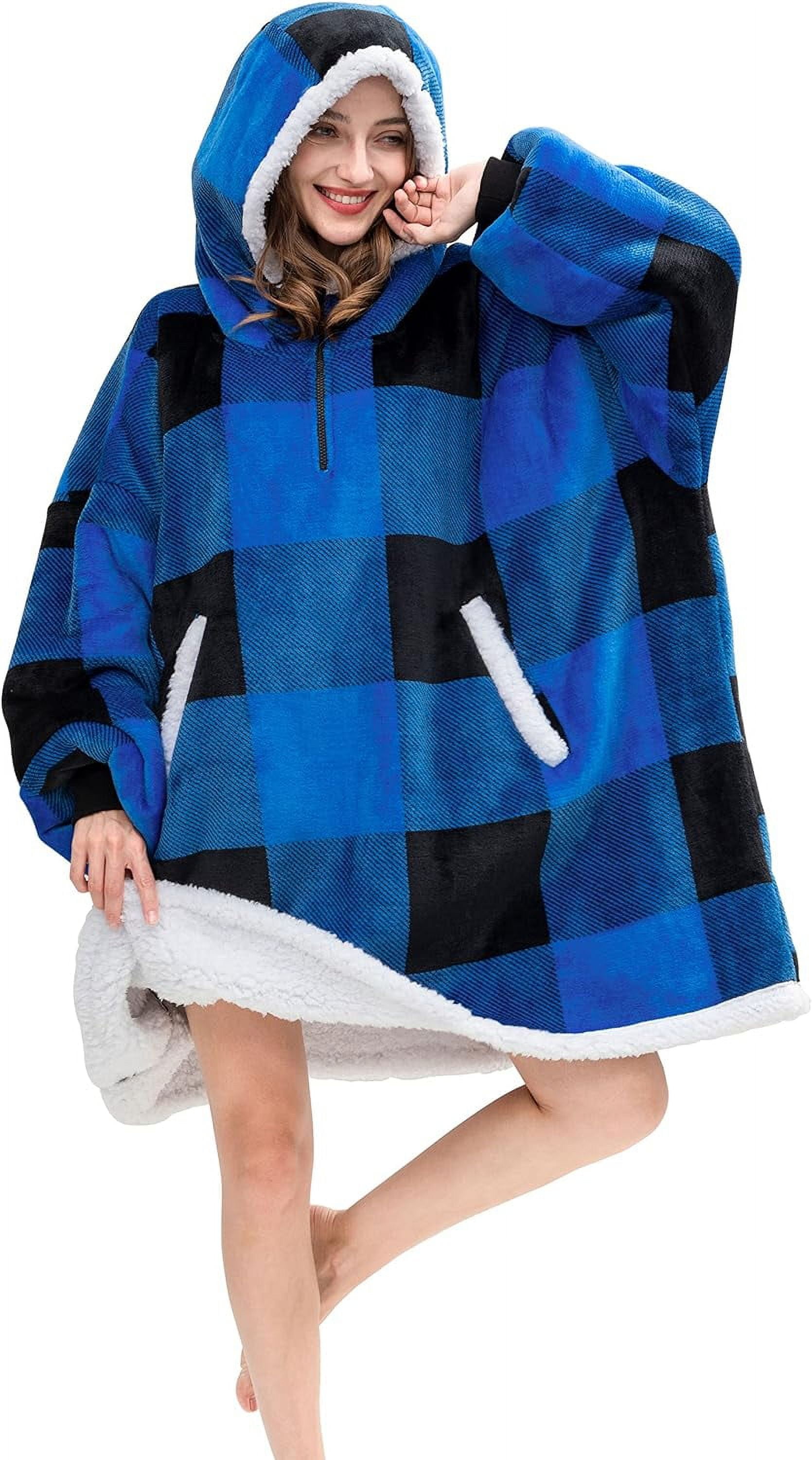 HBlife Oversized Wearable Blanket Hoodie for Adult, Thick Sherpa