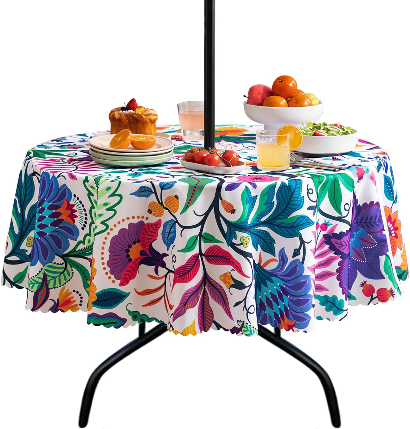 Thanksgiving Tablecloth Turkey, Fall Pumpkin Round Table Cloths 60 x 60 for Harvest Festival