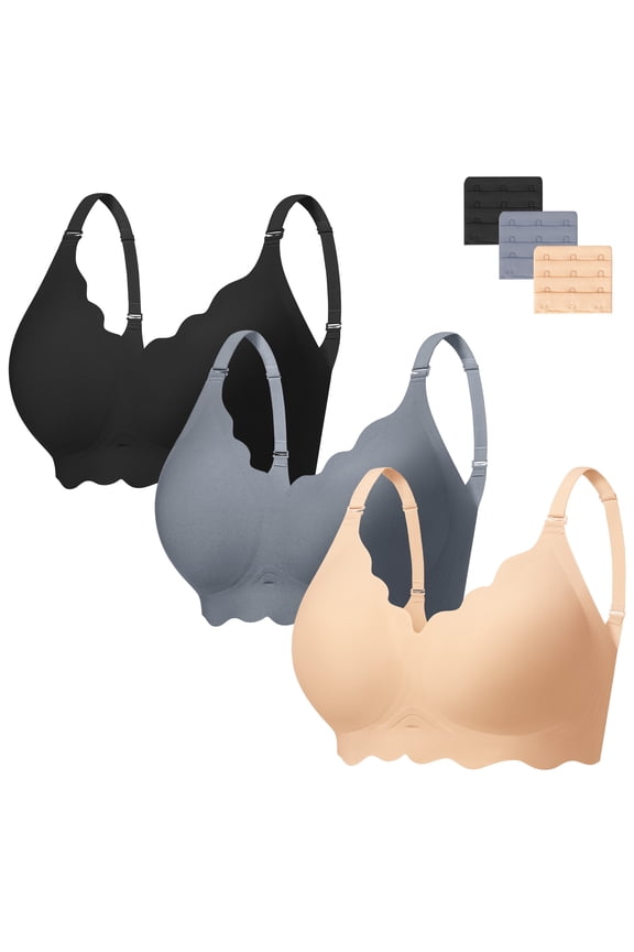 Seamless Bra Women Soft Jelly No Underwire Push Up Wireless Bralettes,3 Pack