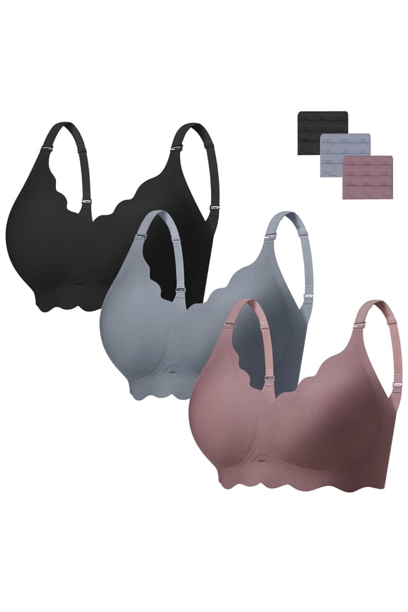 Seamless Bra Women Soft Jelly No Underwire Push Up Wireless Bralettes,3 Pack